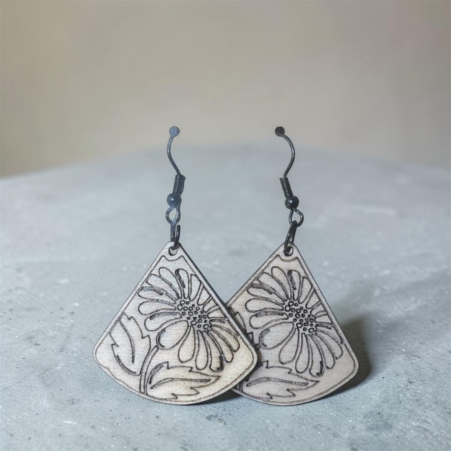 Leaf Fan Earrings - Rose Gold