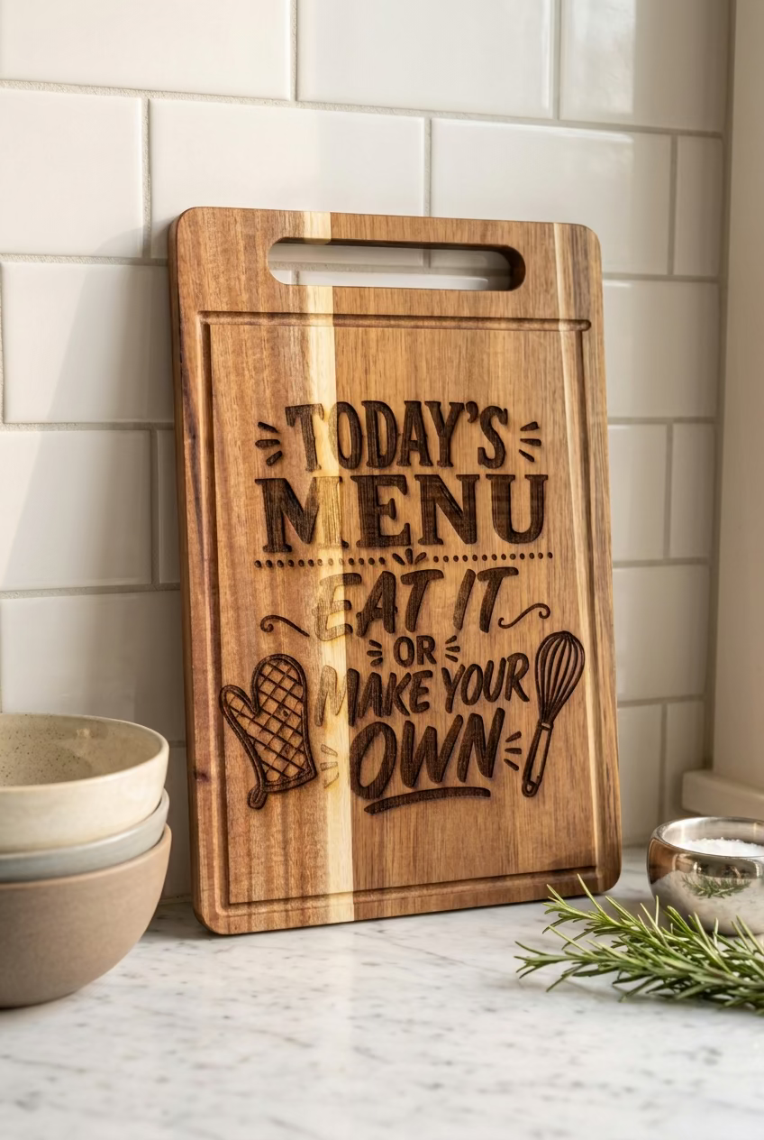 "Today's Menu: Eat It or Make Your Own" Cutting Board