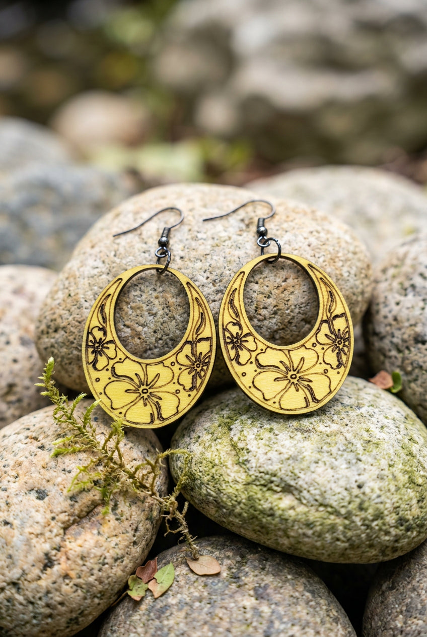 Hibiscus Hoop Earrings