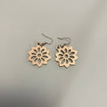 Flower Cutout Earrings - Dark Wood