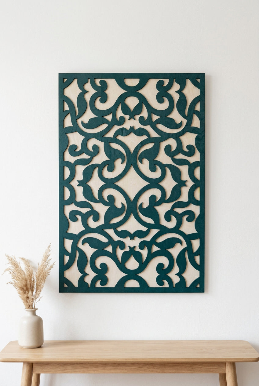 Teal Scrollwork Wall Art