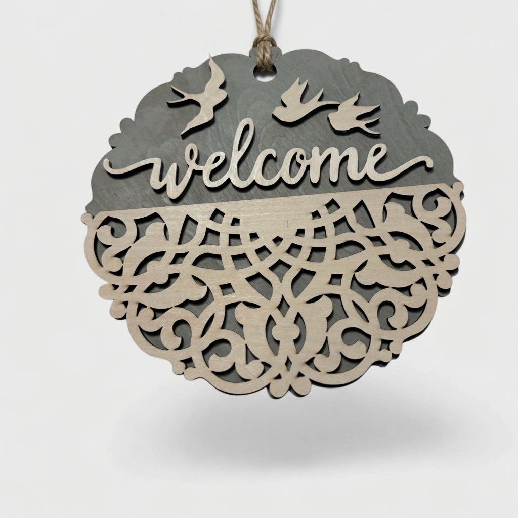 Birds & Lace Welcome Sign