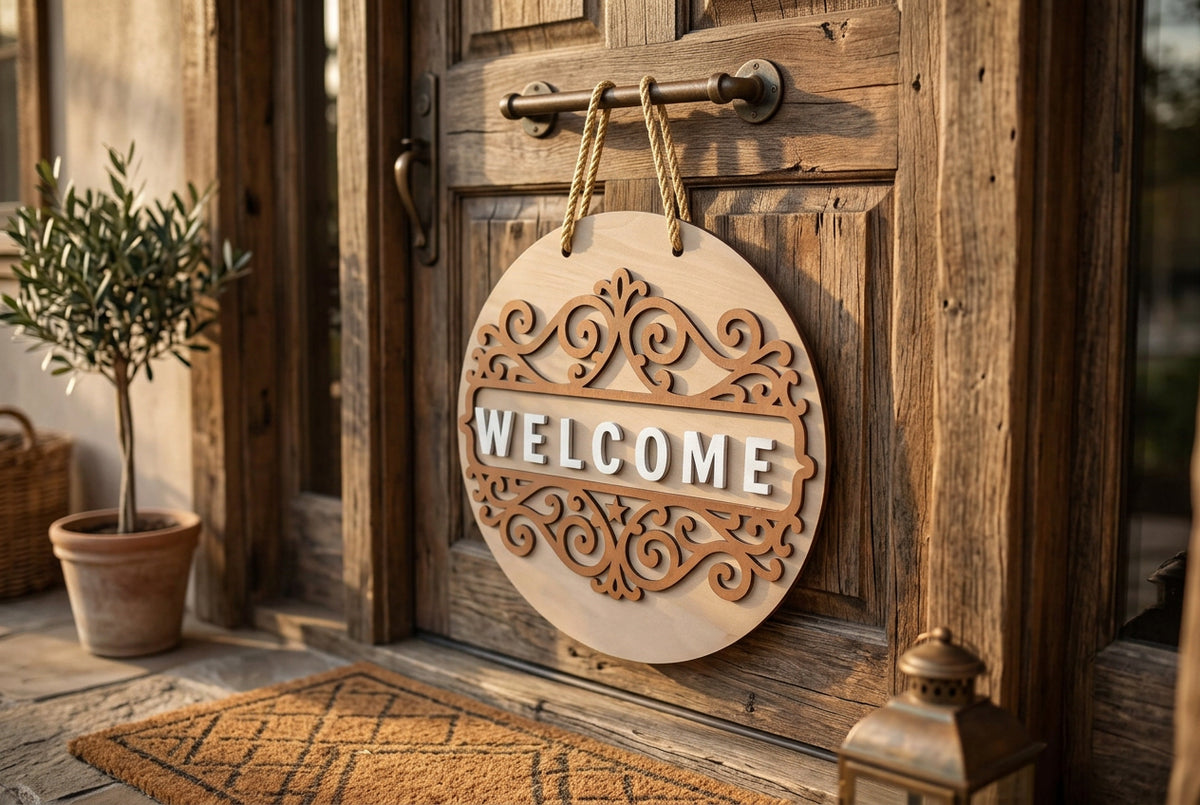 Bronze Scrollwork Welcome Sign