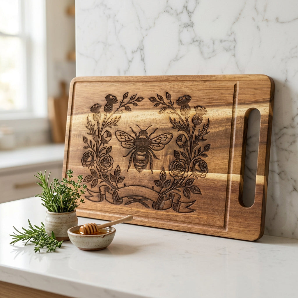 Bee & Floral Wreath Cutting Board